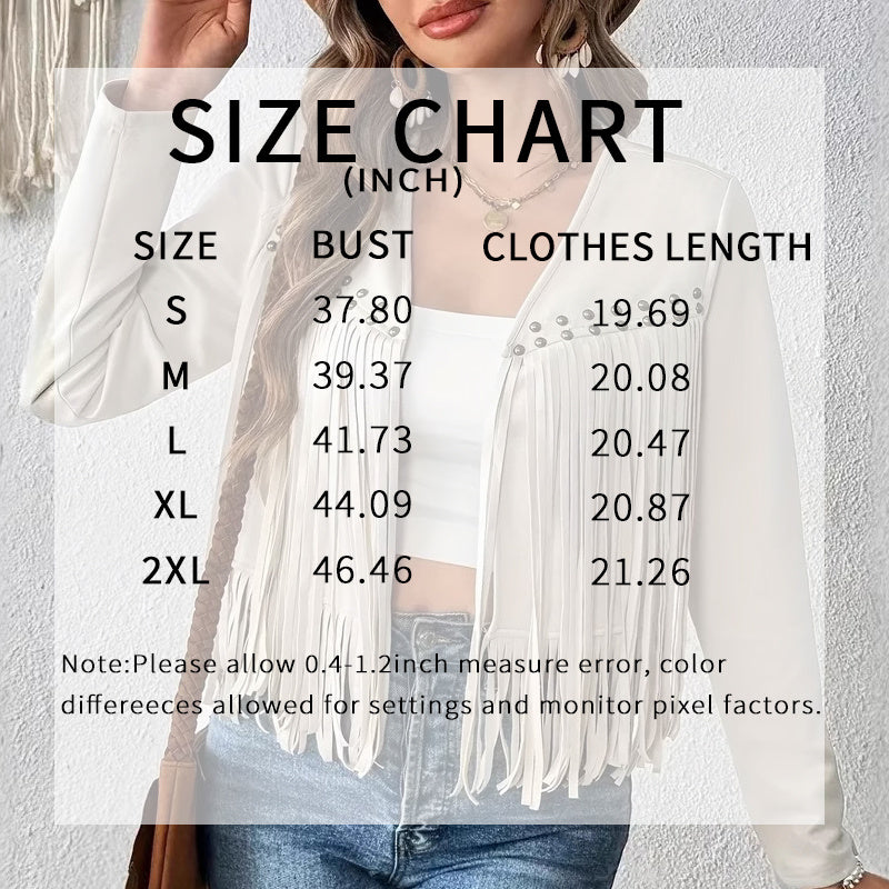 Women's Faux Suede Fringe Trim Long Sleeve Open Front Cardigan Jacket Western Concert Outfits