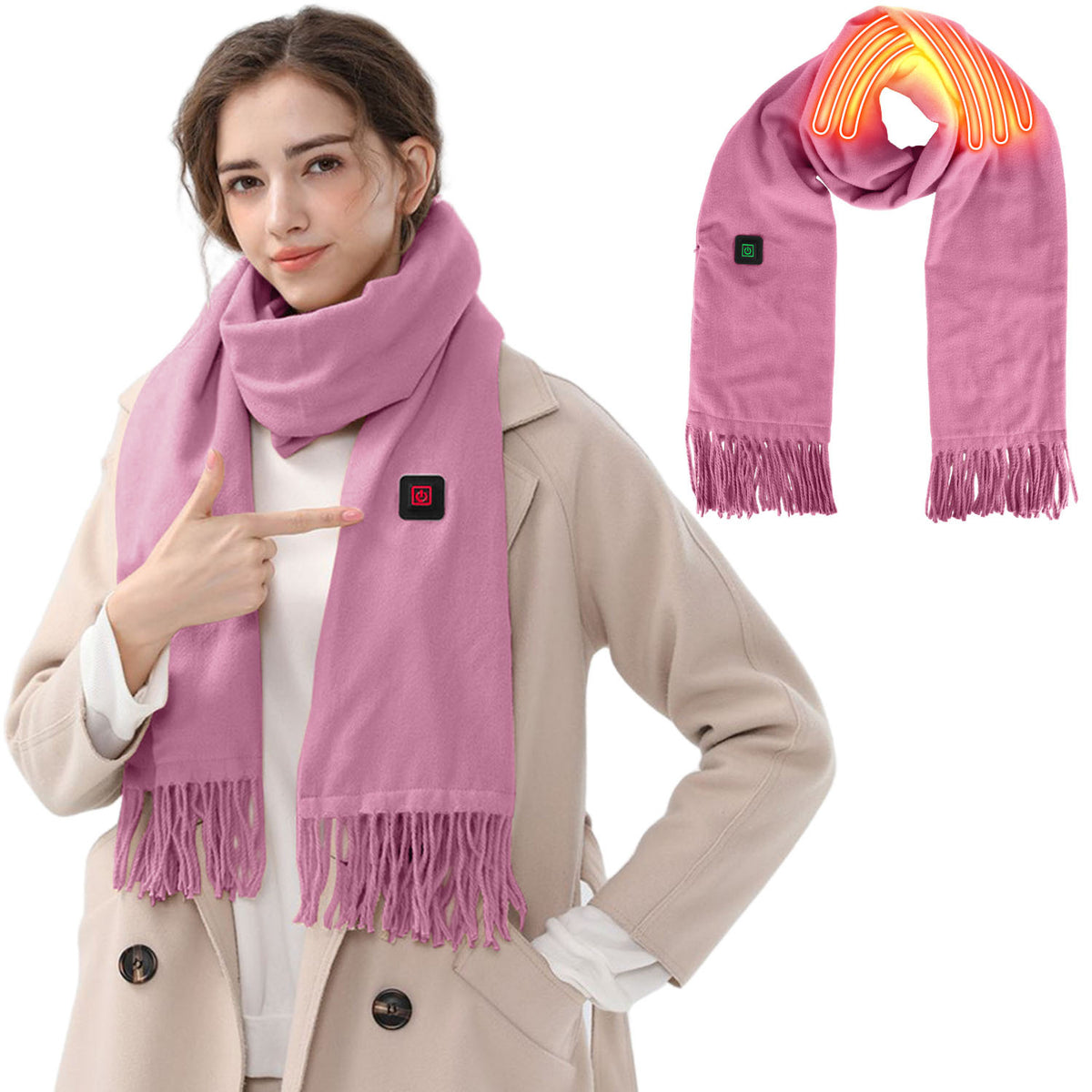 1Pc Electric Heated Winter Scarf USB Heating Neck Wrap Unisex Heated Neck Shawl Soft Warm Scarves 3 Heating Modes For Outdoor Cycling Skiing Skating