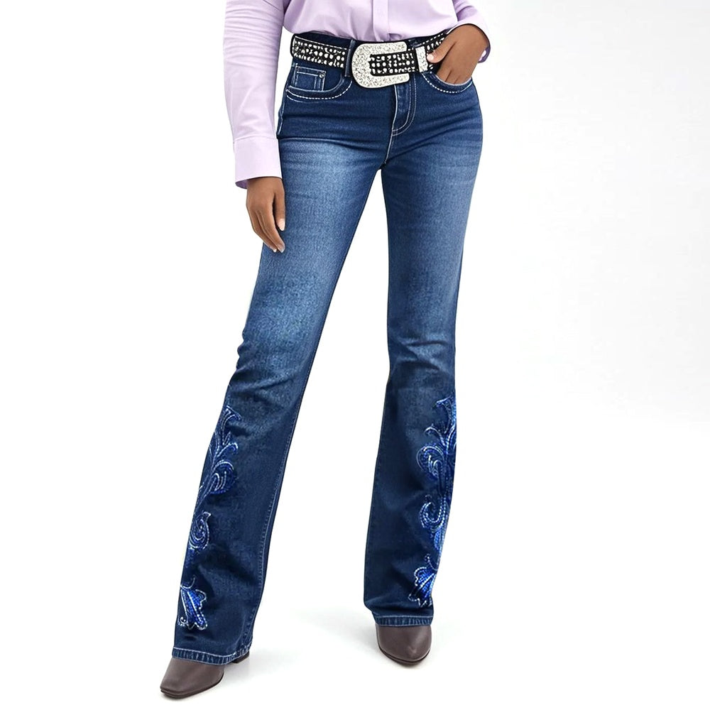 Sculpt Your Curves With Our Butt-Lifting Bootcut Jeans Our Mid-Rise Bootcut Features Intricate Statement Embroidery Down The Leg And On The Pockets. Perfect Vaquera Vibe