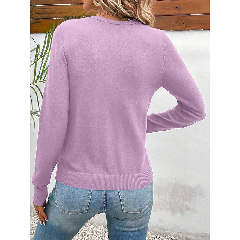 Women's Long Sleeve V-Neck Button Down Cardigan Knit Shrugs Sweater