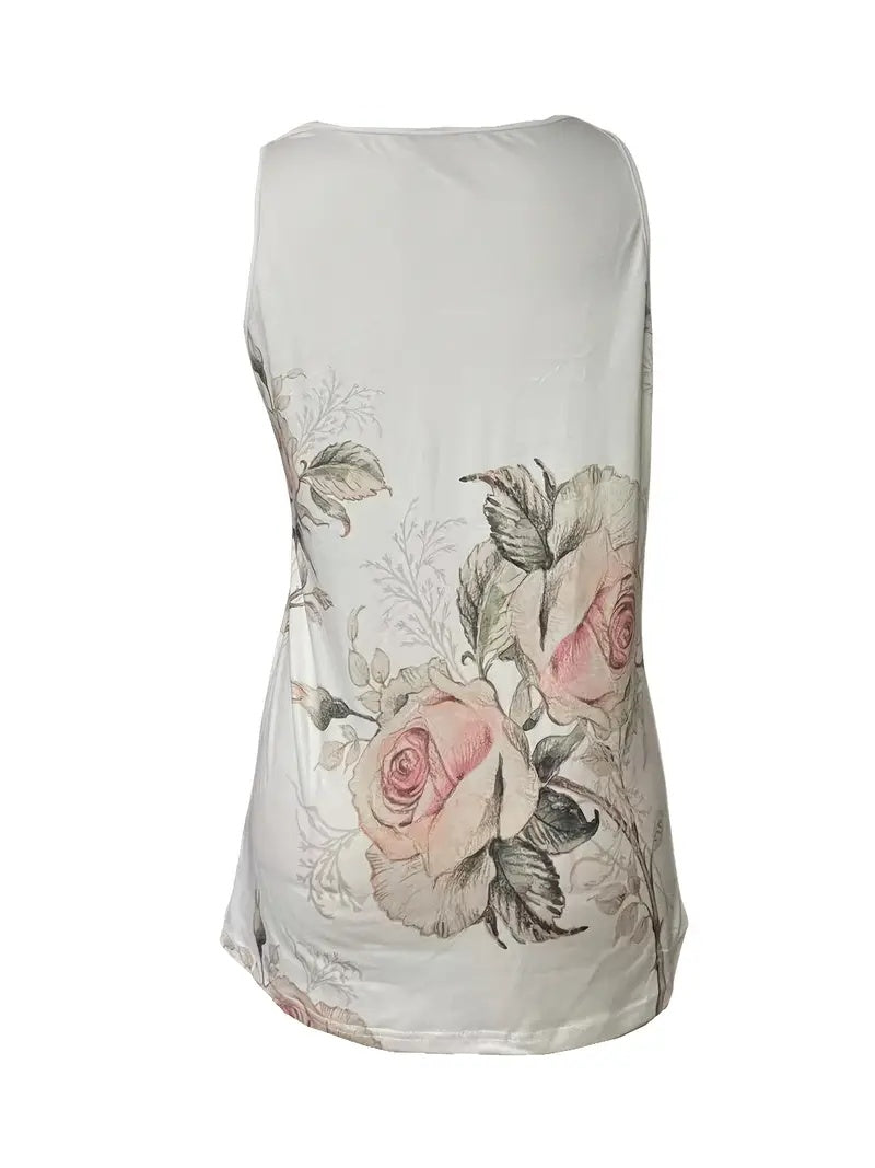 New Sleeveless Fashion Print Vest Button-down Top For Summer