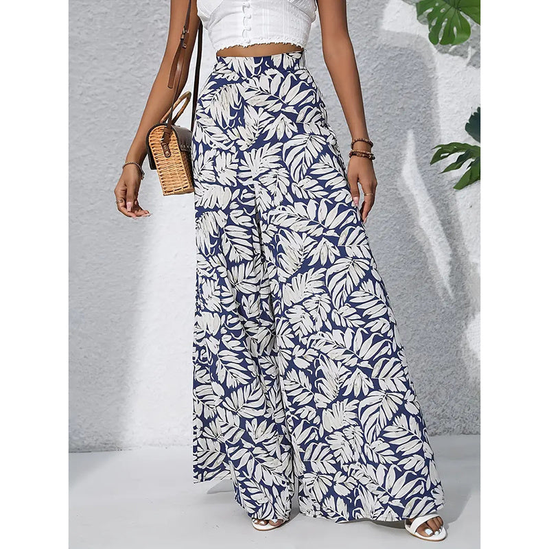 Palazzo Pants For Women Casual High Waist Printed Wide Leg Pant Trendy Boho Trousers Fashion Beach Outfits