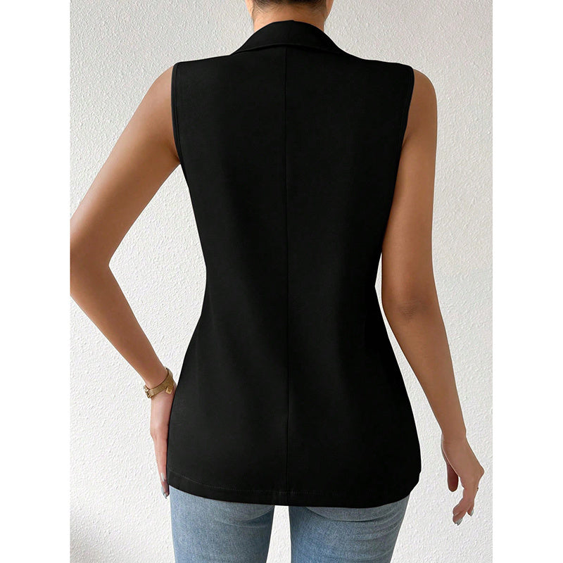 Women's Sleeveless Vest Blazer Casual Open Front Work Office Tops Jacket