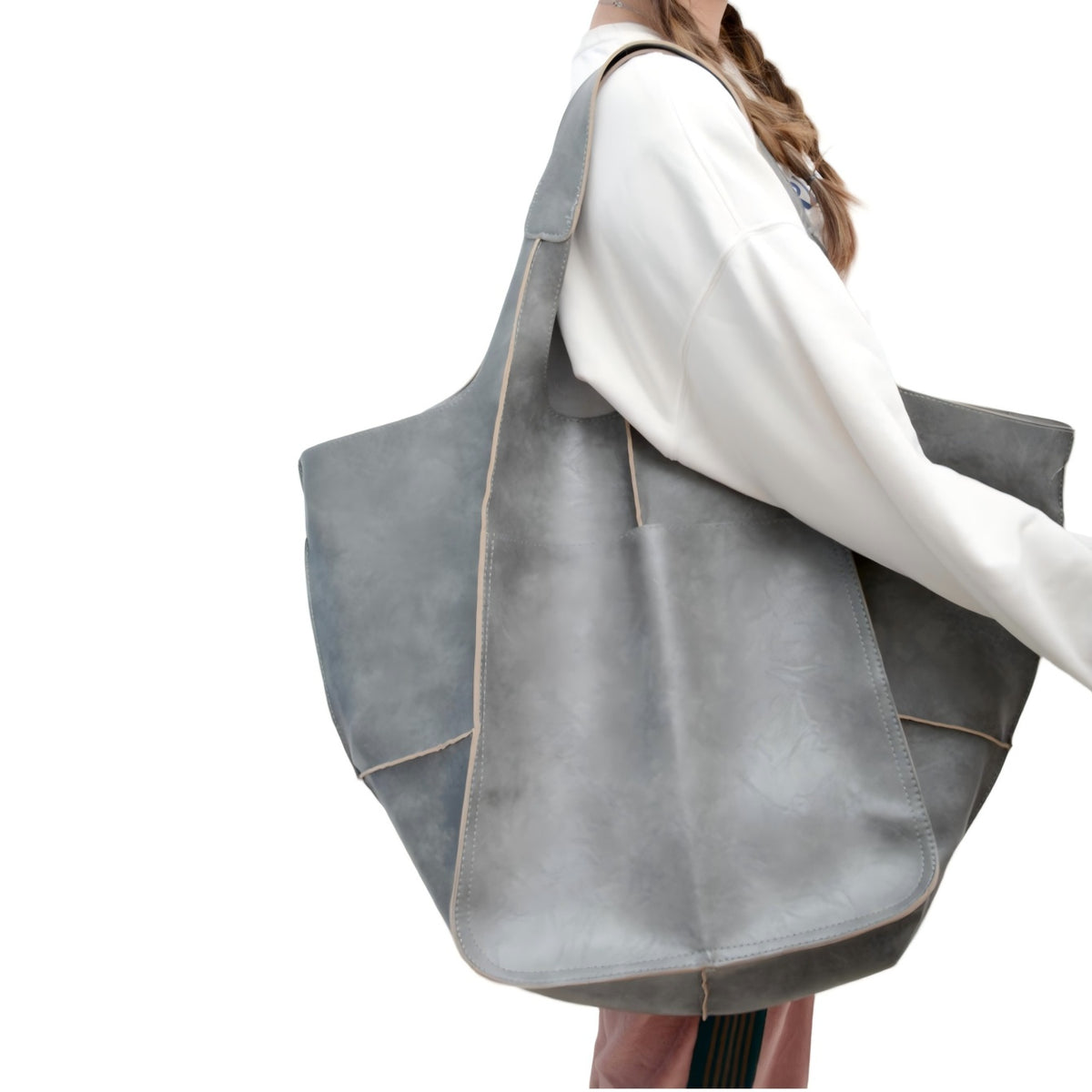 Retro PU Soft Pitot Bag - Large Capacity Single Shoulder Portable Simple Tote Women's Bag