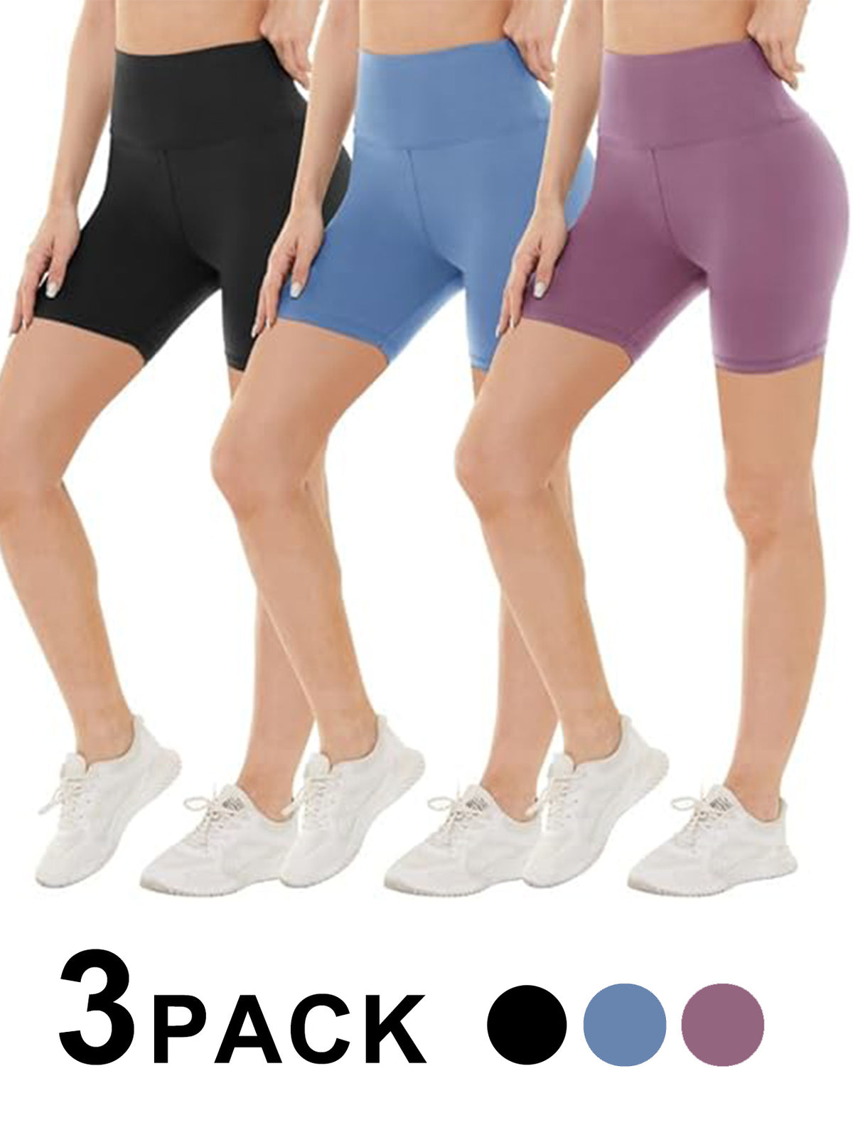 Leggings - 3 Points High Waist, 3 Black Medium Bean Paste, Light Blue