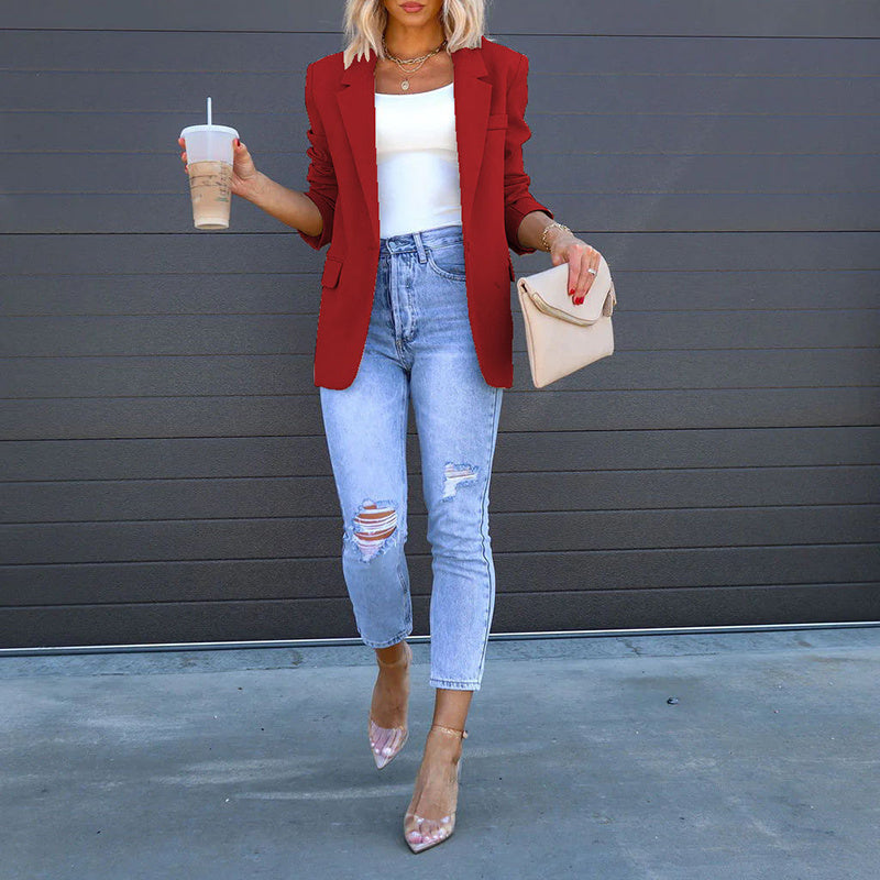 Womens Casual Blazers Open Front Long Sleeve Work Office Suit Jackets Blazer