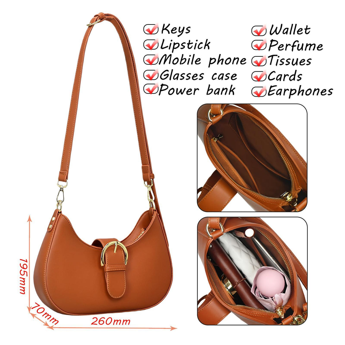 Fashion Los Angeles 0386 Series Women's Shoulder Bag Black Brown