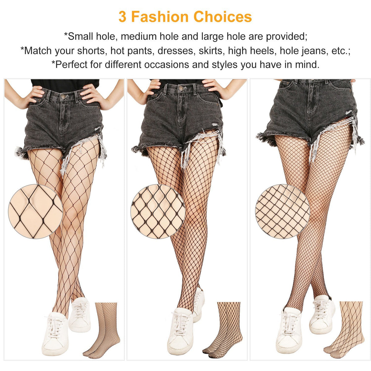 1Pc Women Fishnet Tights Sexy High Waist Fishnet Pantyhose Stretchy Mesh Hollow Out Tights Stockings With Medium Large Hole Choices