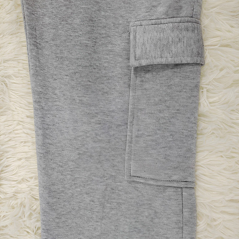 Women's Solid Color Straight Leg Pants - Stretchy Drawstring Waist With Dual Pockets Casual Trousers For Spring&Fall