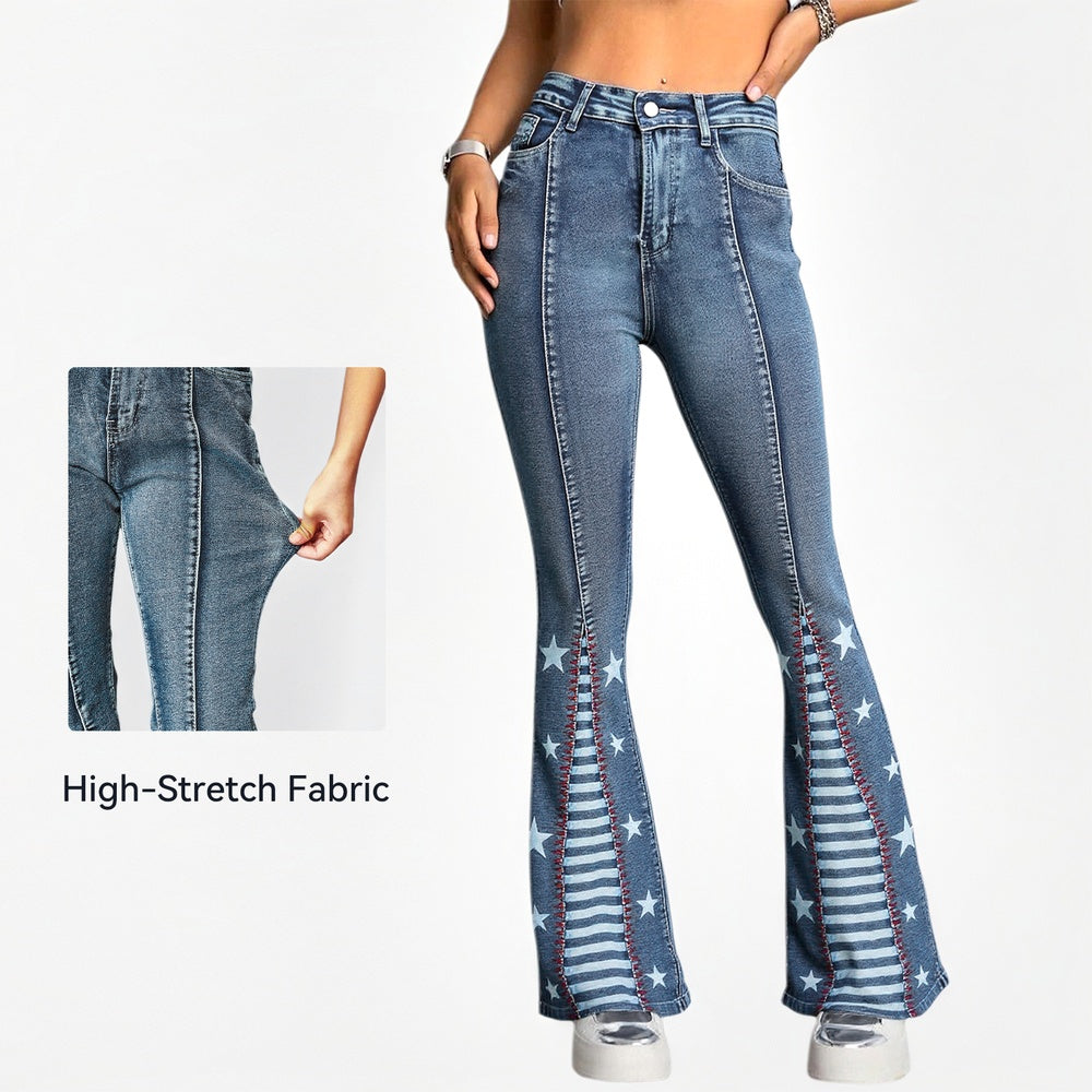 Vintage Star Pattern Jeans