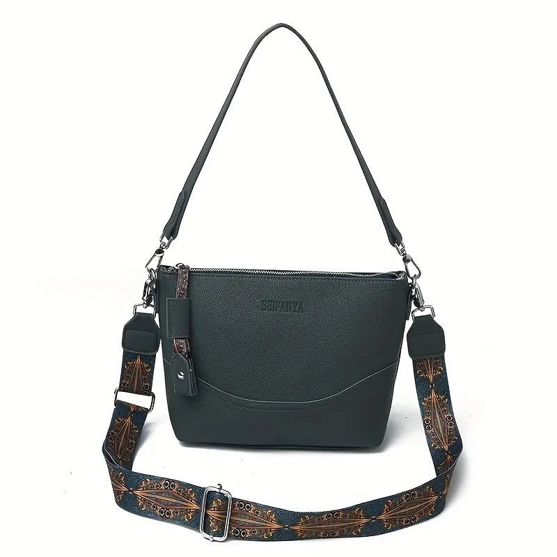 Women's Elegant Ethnic Embroidery Shoulder Strap Bag - Large Capacity Crossbody Bag With Zipper Closure, 3D Ergonomic Design, Suitable For Commuting, Travel, Daily Use, Multi-color Optional, Durable P