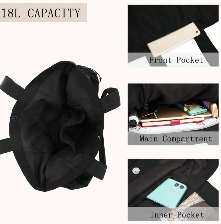 18L Side-Cinch Shopper Bags Lightweight Shoulder Bag Tote Handbag For Shopping Workout Beach Travel