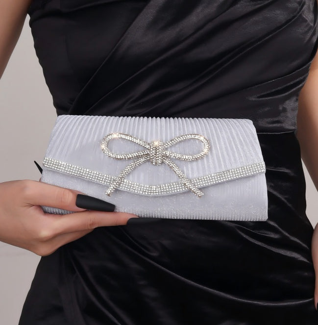 Bow Evening Bag Sparkly Clutch Purses For Women Wedding Glitter Rhinestone Party Prom Purse Dressy Clutch Bags