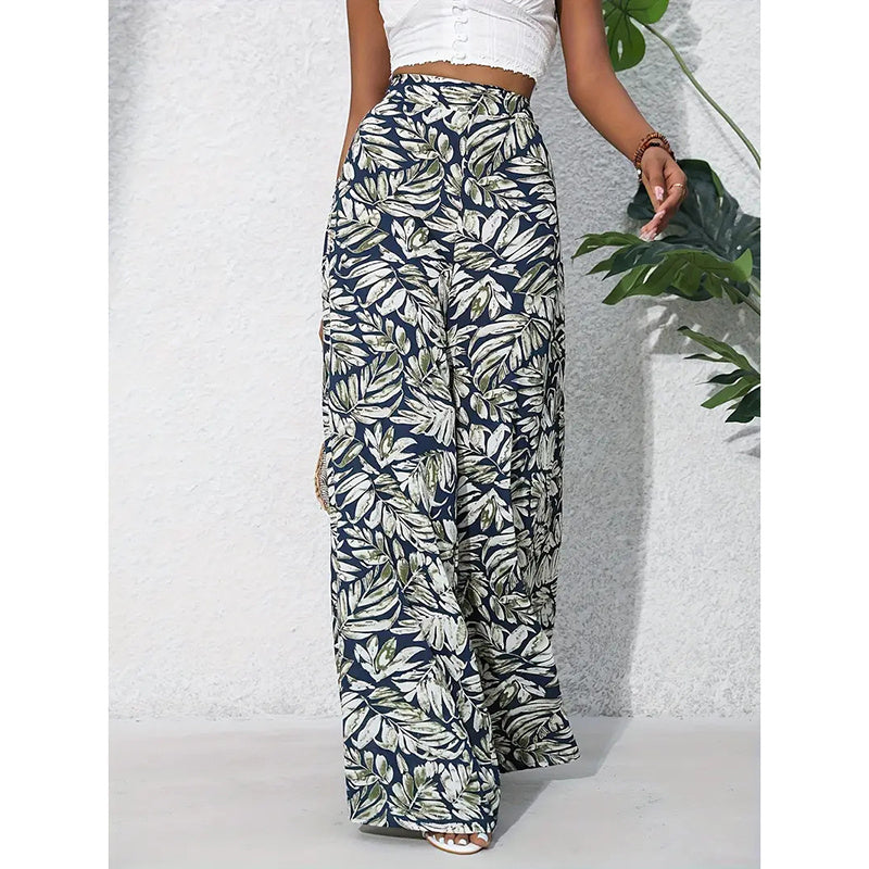 Palazzo Pants For Women Casual High Waist Printed Wide Leg Pant Trendy Boho Trousers Fashion Beach Outfits