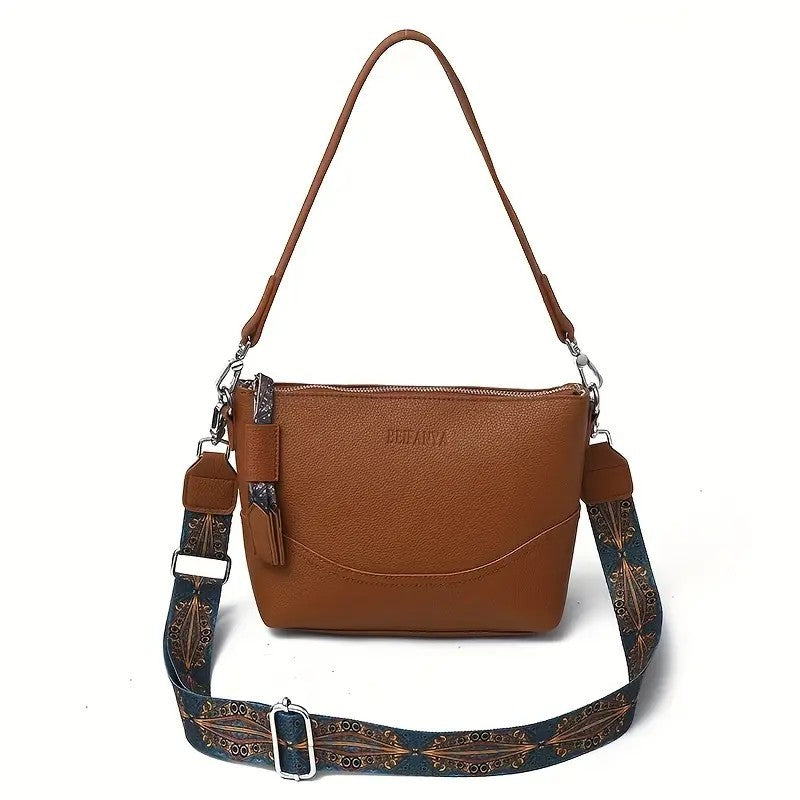 Women's Elegant Ethnic Embroidery Shoulder Strap Bag - Large Capacity Crossbody Bag With Zipper Closure, 3D Ergonomic Design, Suitable For Commuting, Travel, Daily Use, Multi-color Optional, Durable P