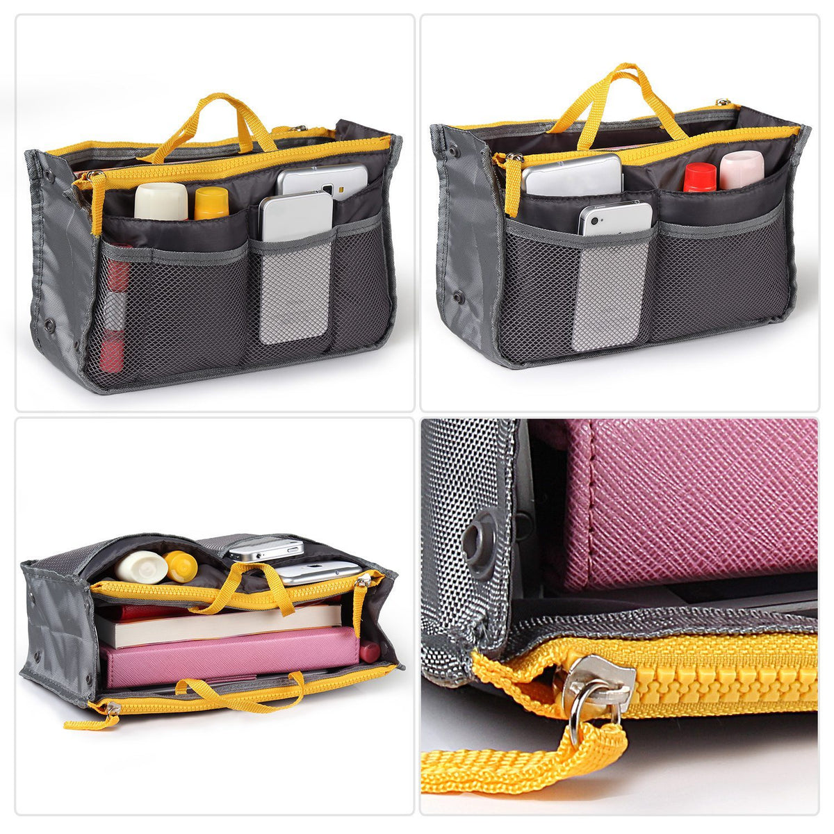 Women Lady Travel Insert Handbag Organizer Makeup Bags Toiletry Purse Liner With Hand Strap