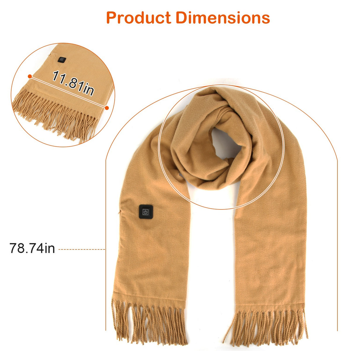 1Pc Electric Heated Winter Scarf USB Heating Neck Wrap Unisex Heated Neck Shawl Soft Warm Scarves 3 Heating Modes For Outdoor Cycling Skiing Skating