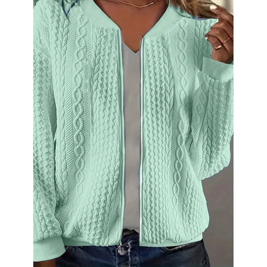 Bomber Jackets For Women Cute Jacquard Coats Lightweight Zip Up Jackets Dressy Casual